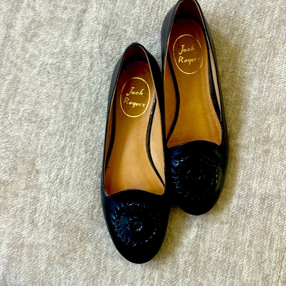 Jack Rogers black leather flats